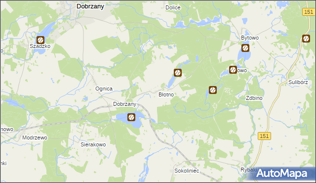 mapa Błotno gmina Dobrzany, Błotno gmina Dobrzany na mapie Targeo