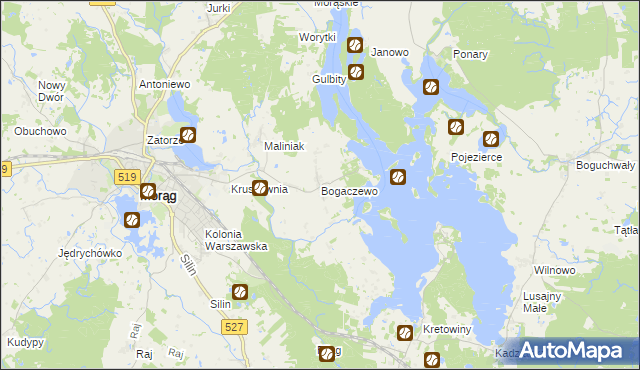 mapa Bogaczewo gmina Morąg, Bogaczewo gmina Morąg na mapie Targeo