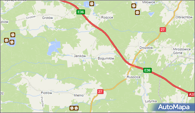 mapa Bogumiłów gmina Żary, Bogumiłów gmina Żary na mapie Targeo