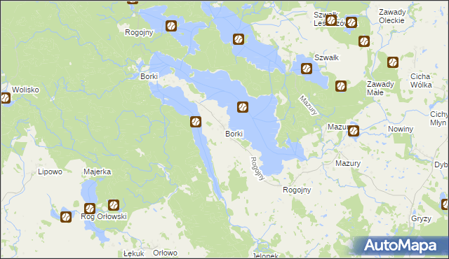 mapa Borki gmina Świętajno, Borki gmina Świętajno na mapie Targeo