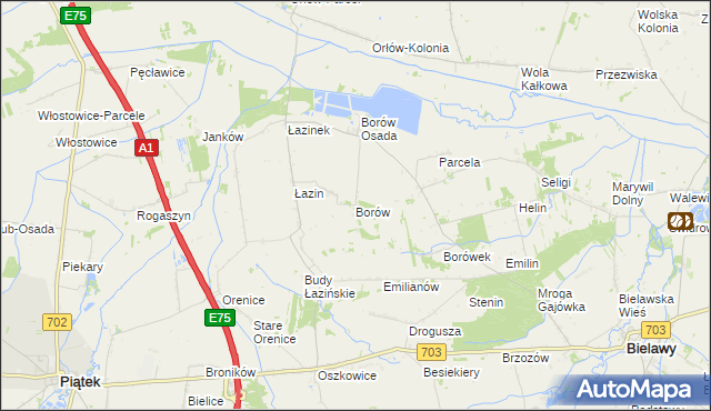 mapa Borów gmina Bielawy, Borów gmina Bielawy na mapie Targeo