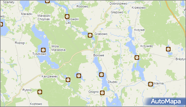 mapa Borowe gmina Sorkwity, Borowe gmina Sorkwity na mapie Targeo