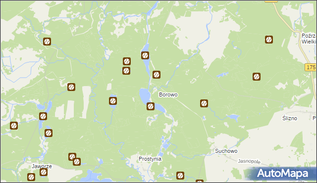 mapa Borowo gmina Kalisz Pomorski, Borowo gmina Kalisz Pomorski na mapie Targeo