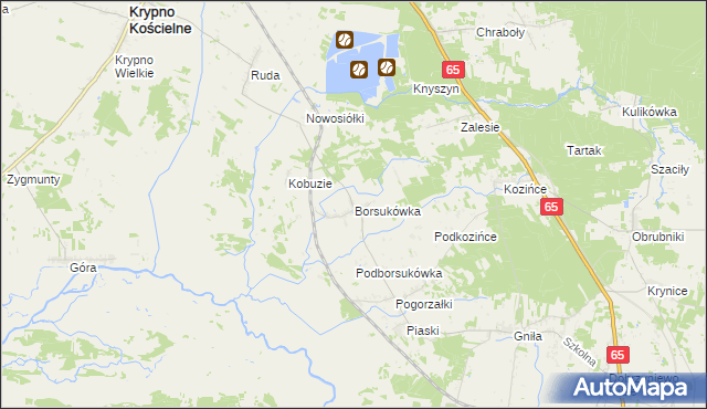 mapa Borsukówka, Borsukówka na mapie Targeo