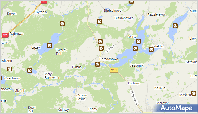 mapa Borzechowo, Borzechowo na mapie Targeo