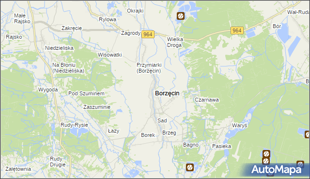 mapa Borzęcin powiat brzeski, Borzęcin powiat brzeski na mapie Targeo