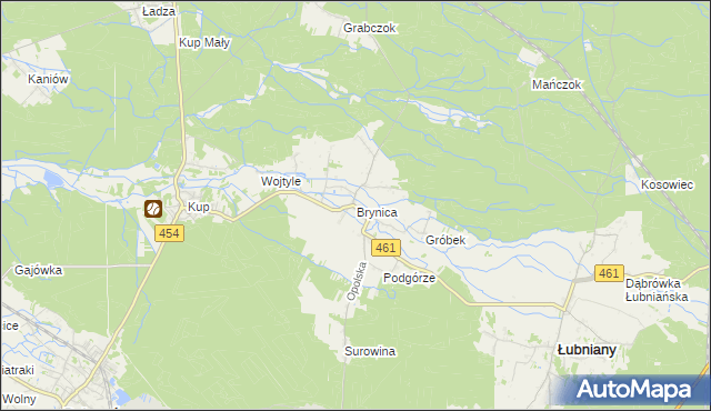 mapa Brynica gmina Łubniany, Brynica gmina Łubniany na mapie Targeo