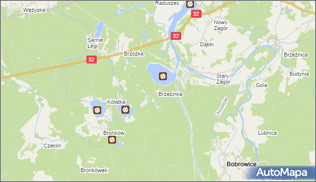 mapa Brzezinka gmina Bobrowice, Brzezinka gmina Bobrowice na mapie Targeo