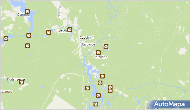 mapa Brzeźno gmina Borne Sulinowo, Brzeźno gmina Borne Sulinowo na mapie Targeo