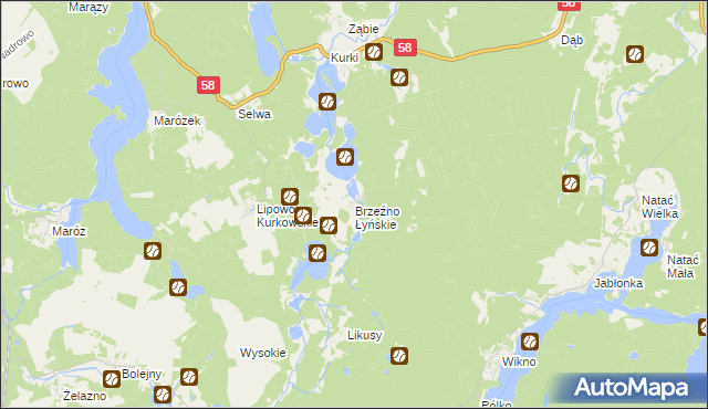 mapa Brzeźno Łyńskie, Brzeźno Łyńskie na mapie Targeo