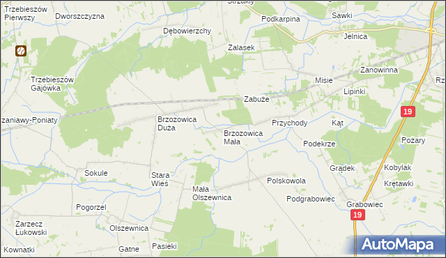 mapa Brzozowica Mała, Brzozowica Mała na mapie Targeo