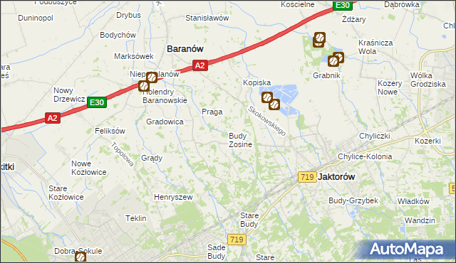 mapa Budy Zosine, Budy Zosine na mapie Targeo