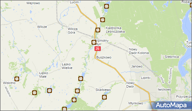 mapa Buszkowo gmina Koronowo, Buszkowo gmina Koronowo na mapie Targeo