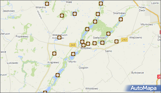 mapa Byszewo gmina Koronowo, Byszewo gmina Koronowo na mapie Targeo