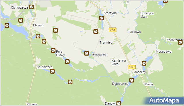 mapa Byszkowo, Byszkowo na mapie Targeo