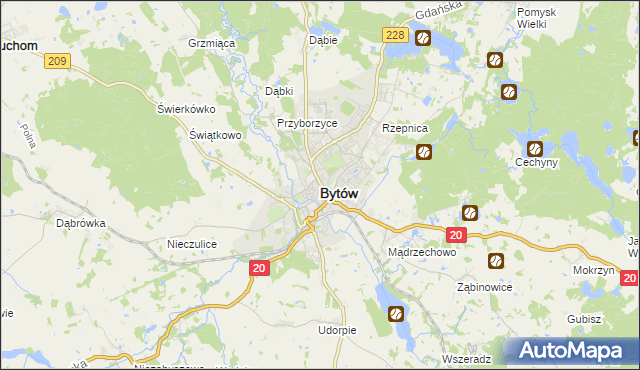 mapa Bytów, Bytów na mapie Targeo