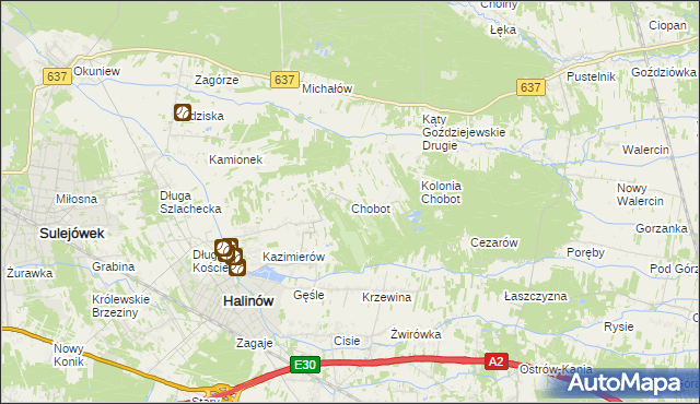 mapa Chobot gmina Halinów, Chobot gmina Halinów na mapie Targeo