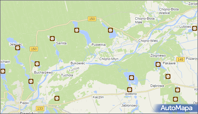 mapa Chojno-Młyn, Chojno-Młyn na mapie Targeo