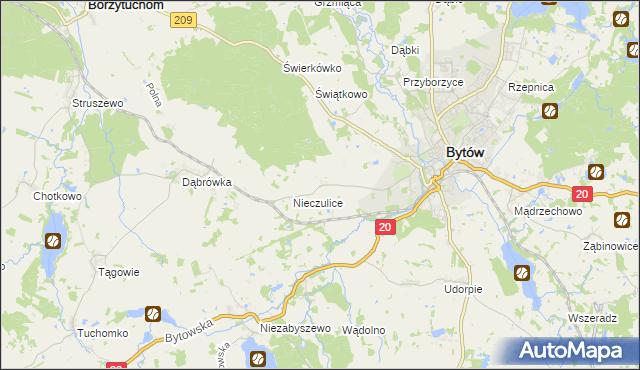 mapa Chomice gmina Bytów, Chomice gmina Bytów na mapie Targeo