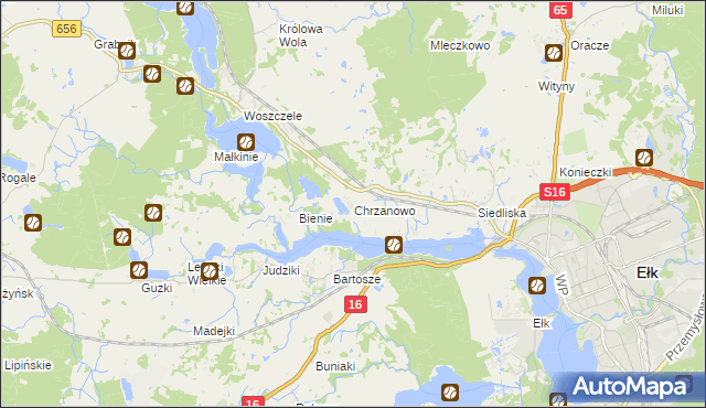 mapa Chrzanowo gmina Ełk, Chrzanowo gmina Ełk na mapie Targeo