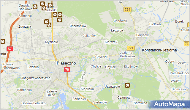 mapa Chyliczki gmina Piaseczno, Chyliczki gmina Piaseczno na mapie Targeo