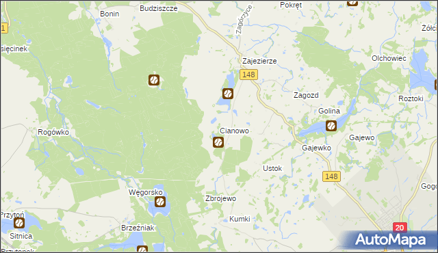 mapa Cianowo, Cianowo na mapie Targeo