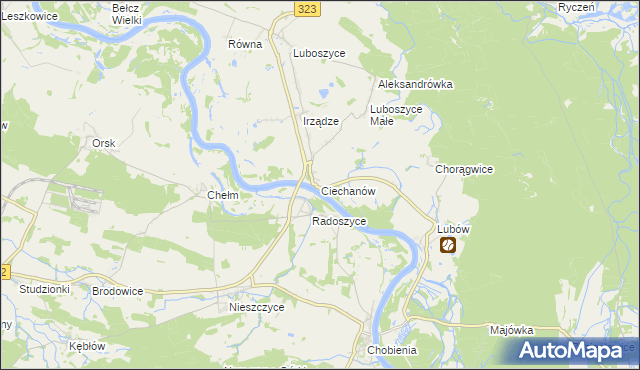 mapa Ciechanów gmina Jemielno, Ciechanów gmina Jemielno na mapie Targeo