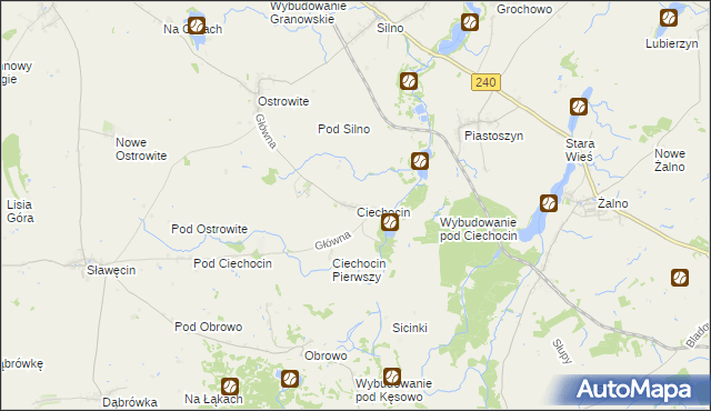 mapa Ciechocin gmina Chojnice, Ciechocin gmina Chojnice na mapie Targeo