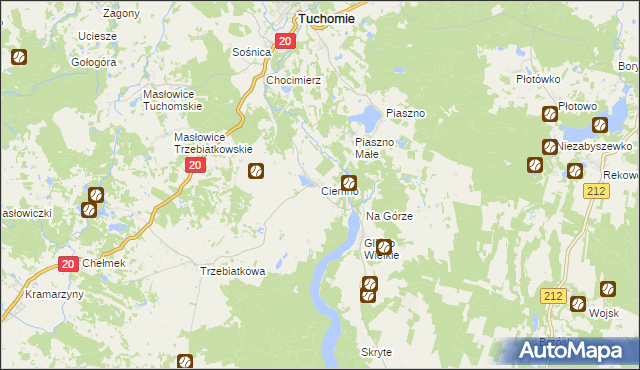mapa Ciemno gmina Tuchomie, Ciemno gmina Tuchomie na mapie Targeo