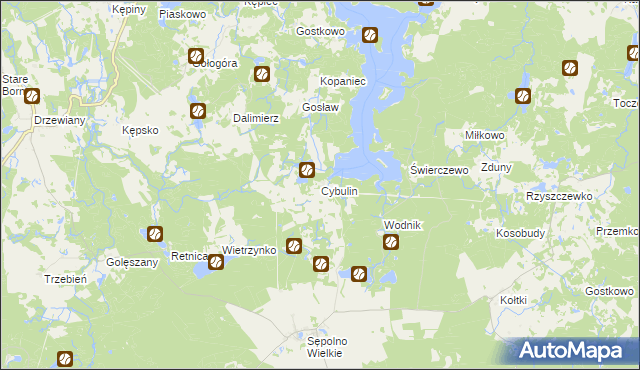 mapa Cybulin gmina Biały Bór, Cybulin gmina Biały Bór na mapie Targeo