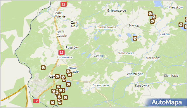 mapa Czaple gmina Trzebiel, Czaple gmina Trzebiel na mapie Targeo