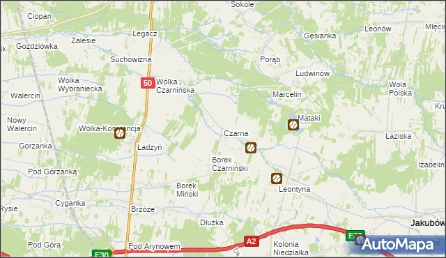 mapa Czarna gmina Stanisławów, Czarna gmina Stanisławów na mapie Targeo