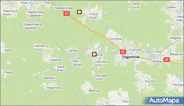 mapa Czarna gmina Stąporków, Czarna gmina Stąporków na mapie Targeo