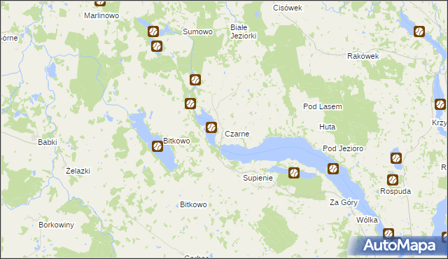 mapa Czarne gmina Filipów, Czarne gmina Filipów na mapie Targeo