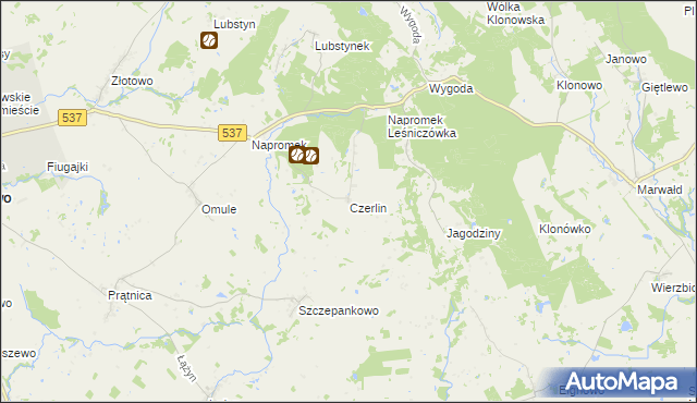 mapa Czerlin gmina Lubawa, Czerlin gmina Lubawa na mapie Targeo