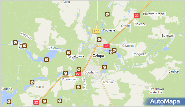 mapa Człopa, Człopa na mapie Targeo