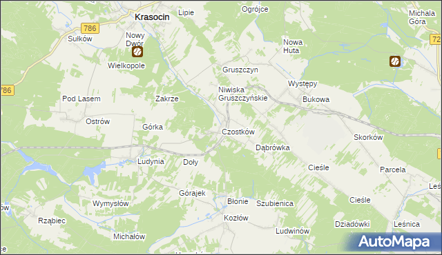 mapa Czostków gmina Krasocin, Czostków gmina Krasocin na mapie Targeo