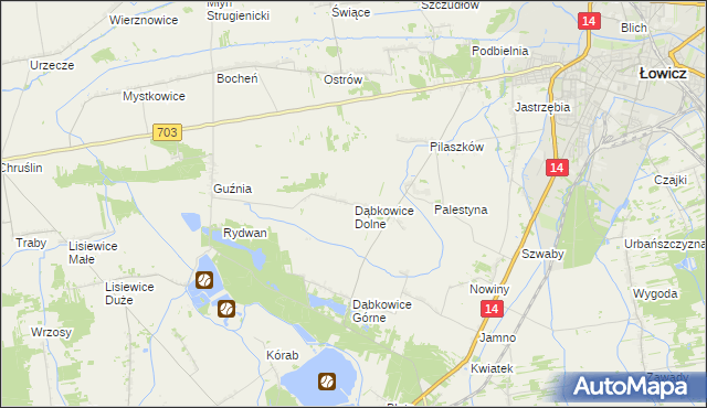 mapa Dąbkowice Dolne, Dąbkowice Dolne na mapie Targeo