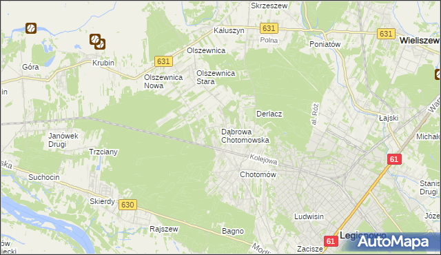 mapa Dąbrowa Chotomowska, Dąbrowa Chotomowska na mapie Targeo