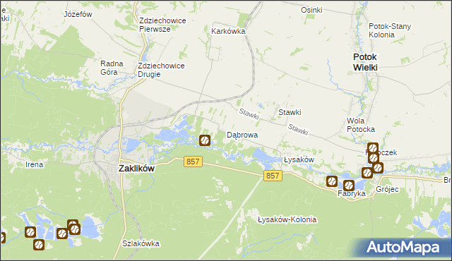 mapa Dąbrowa gmina Zaklików, Dąbrowa gmina Zaklików na mapie Targeo