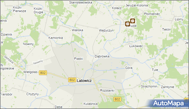 mapa Dąbrówka gmina Latowicz, Dąbrówka gmina Latowicz na mapie Targeo