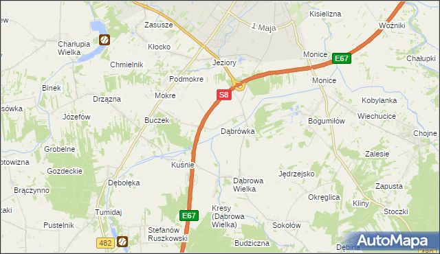 mapa Dąbrówka gmina Sieradz, Dąbrówka gmina Sieradz na mapie Targeo