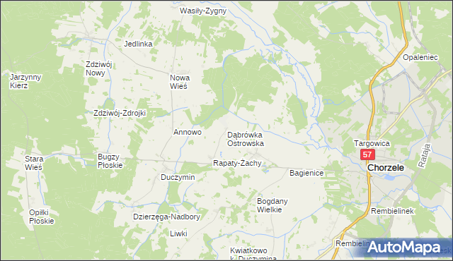 mapa Dąbrówka Ostrowska, Dąbrówka Ostrowska na mapie Targeo