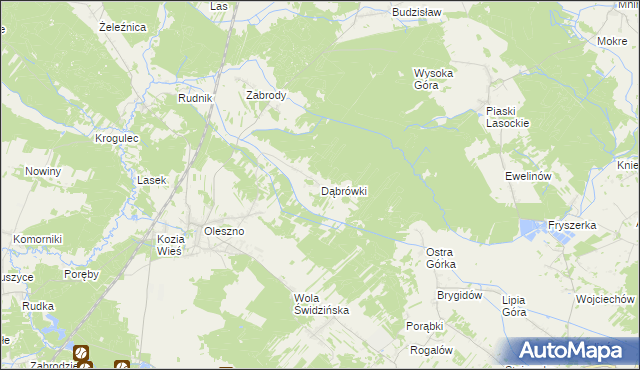 mapa Dąbrówki gmina Krasocin, Dąbrówki gmina Krasocin na mapie Targeo