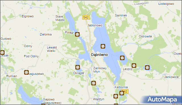 mapa Dąbrówno powiat ostródzki, Dąbrówno powiat ostródzki na mapie Targeo