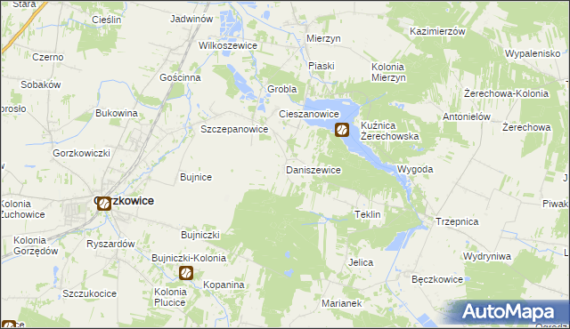 mapa Daniszewice, Daniszewice na mapie Targeo