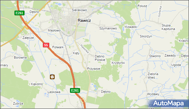 mapa Dębno Polskie, Dębno Polskie na mapie Targeo