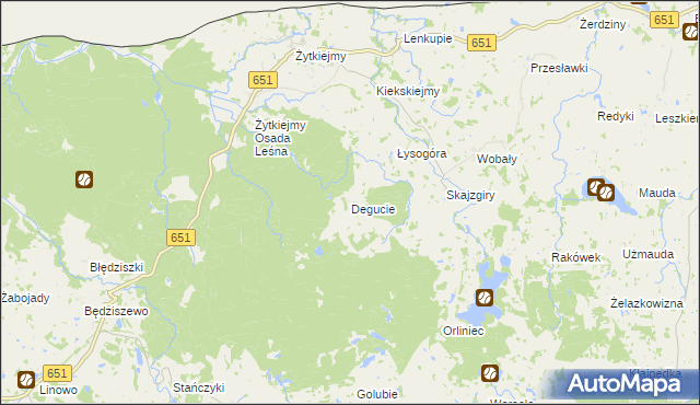 mapa Degucie gmina Dubeninki, Degucie gmina Dubeninki na mapie Targeo