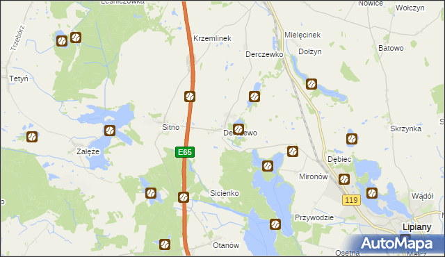 mapa Derczewo, Derczewo na mapie Targeo