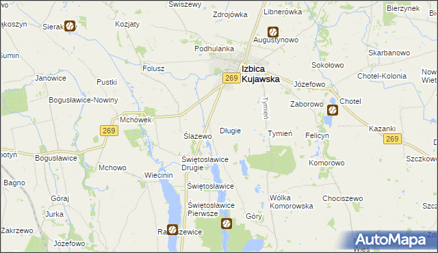 mapa Długie gmina Izbica Kujawska, Długie gmina Izbica Kujawska na mapie Targeo